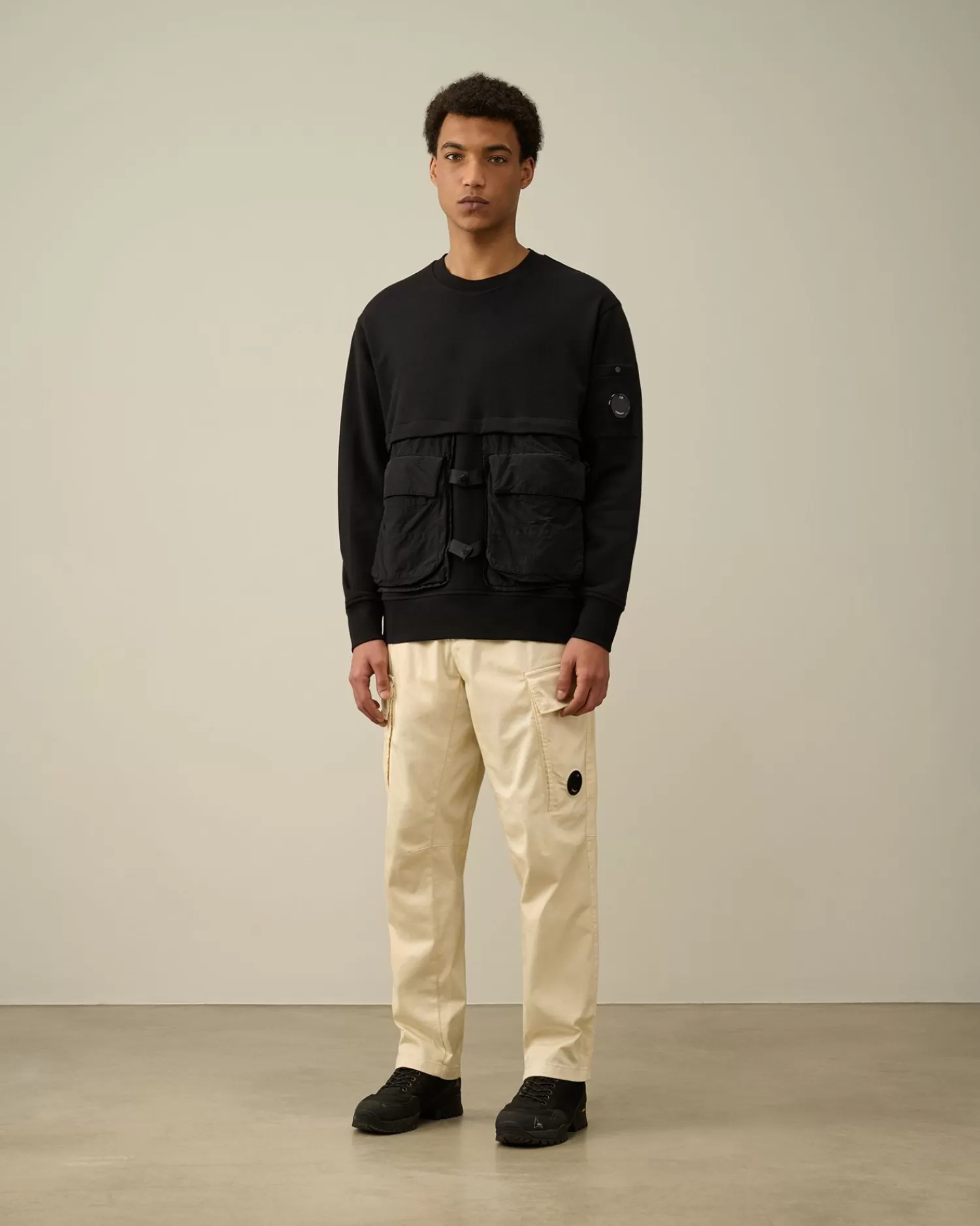Shop C.P. Company Diagonal Haevet Fleece Blandet Aftagelig Sweatshirt Agave Gron