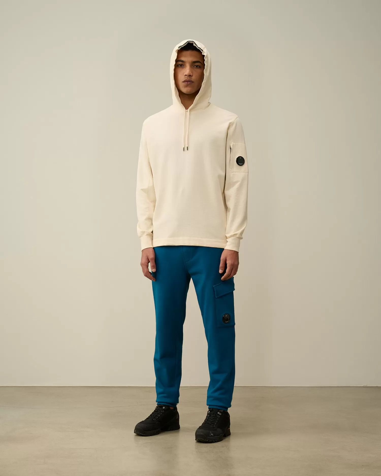 Shop C.P. Company Diagonal Haevet Fleece Blandet Aftagelig Sweatshirt Sort